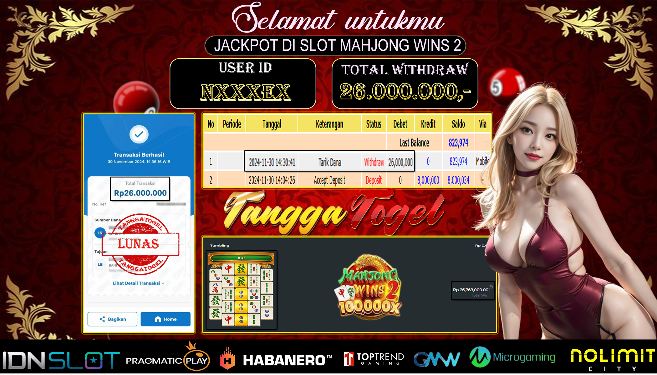 Tanggatogel Bukti Jackpot Slot Di Mahjong Wins 2